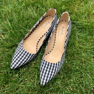 Black and white gingham heels